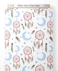 Tissu - Attrape-rêves et lunes bleues