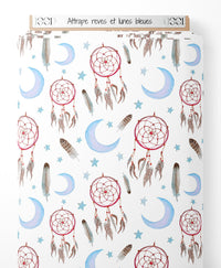 Tissu - Attrape-rêves et lunes bleues