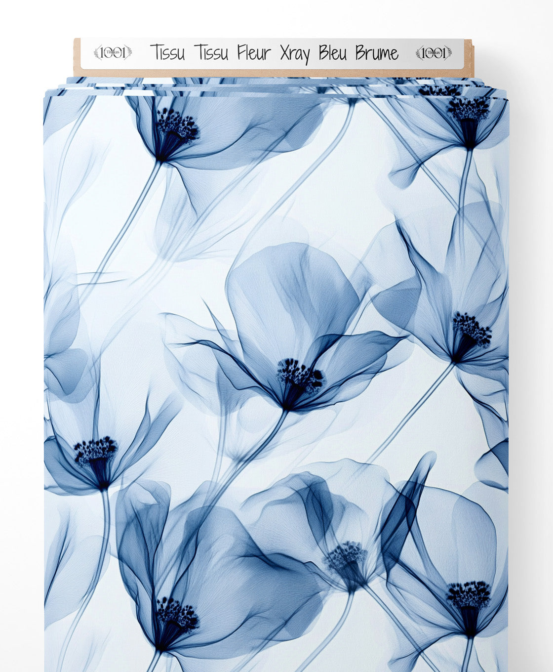 Tissu - Tissu Fleur Xray Bleu Brume