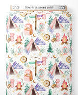 Tissu - Éléments de camping pastel