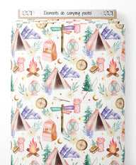 Tissu - Éléments de camping pastel