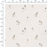 Tissu - Canards fins sur beige tacheté