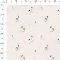 Tissu - Canards fins sur beige tacheté