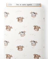 Tissu - Têtes de vaches aquarelle