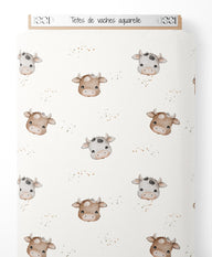 Tissu - Têtes de vaches aquarelle