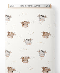 Tissu - Têtes de vaches aquarelle