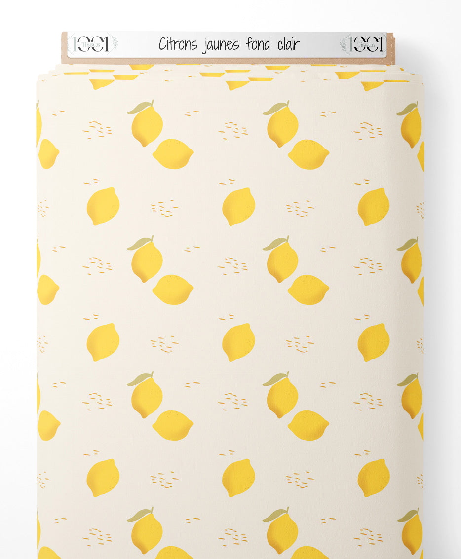 Tissu - Citrons jaunes sur fond clair