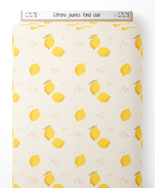 Tissu - Citrons jaunes sur fond clair