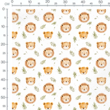 Tissu - Lions et tigres sur blanc