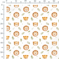 Tissu - Lions et tigres sur blanc