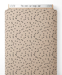 Tissu - Pois noirs sur beige clair