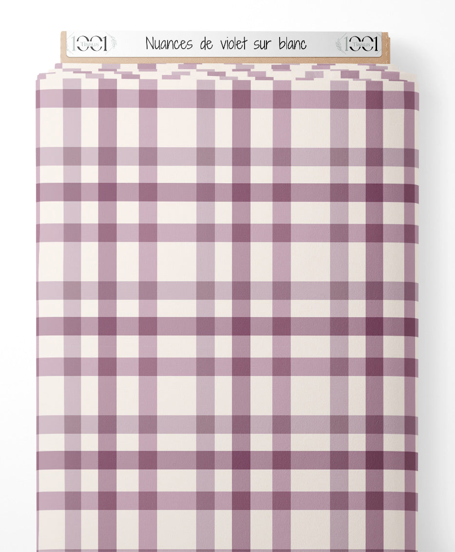 Tissu - Nuances de violet sur blanc
