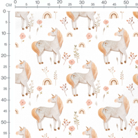 Tissu - Dinosaures orange sur blanc