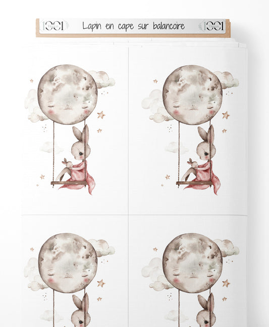 Tissu - Lapin en cape sur balançoire