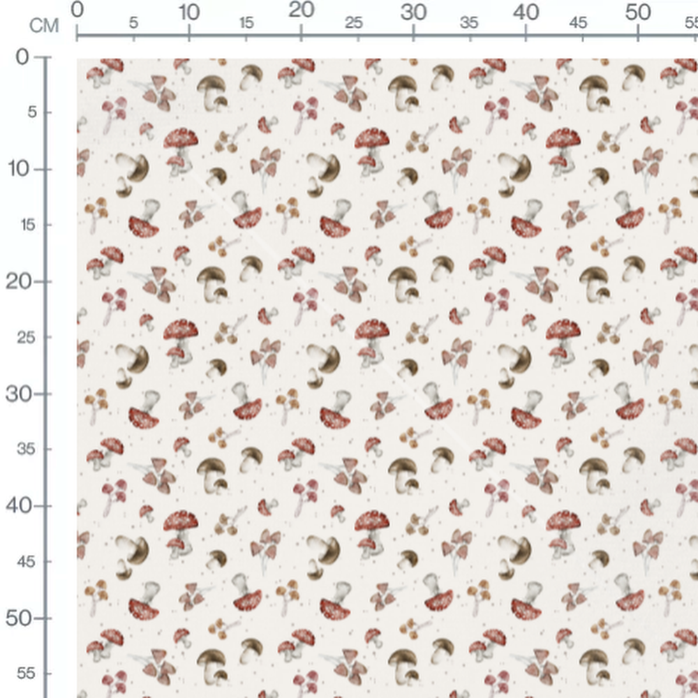 Tissu - Champignons variés aquarelle