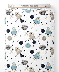 Tissu - Astronautes sur fond blanc