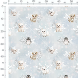 Tissu - Mignons animaux sur bleu clair