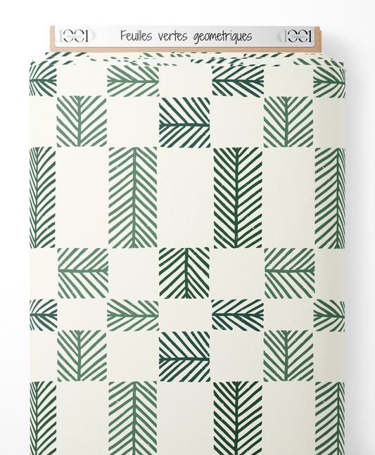 Tissu - Feuilles vertes géométriques