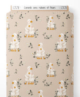 Tissu - Canards avec rubans et fleurs
