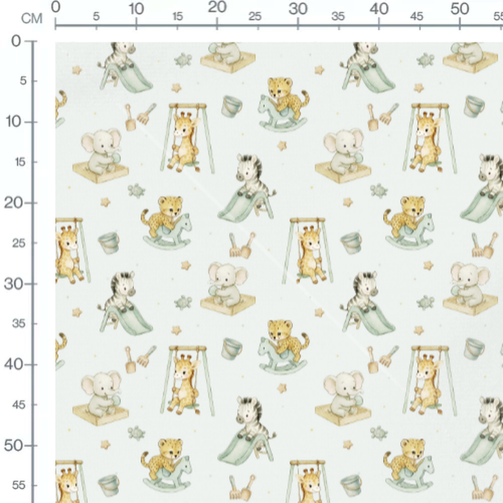 Tissu - Animaux jouant au parc