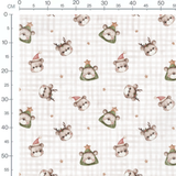 Tissu - Ours de Noël à carreaux beiges