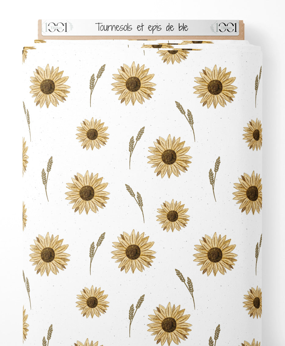 Tissu - Tournesols et épis de blé