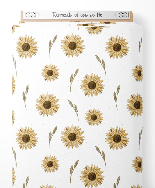 Tissu - Tournesols et épis de blé
