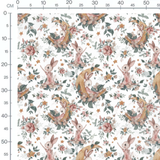 Tissu - Lapins roses et croissants