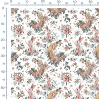 Tissu - Lapins roses et croissants