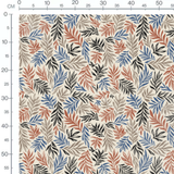 Tissu - Feuilles colorées sur beige