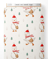 Tissu - Canards avec bonnets rouges