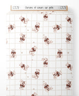 Tissu - Oursons et cœurs sur grille