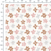 Tissu - Fleurs roses et brunes douces