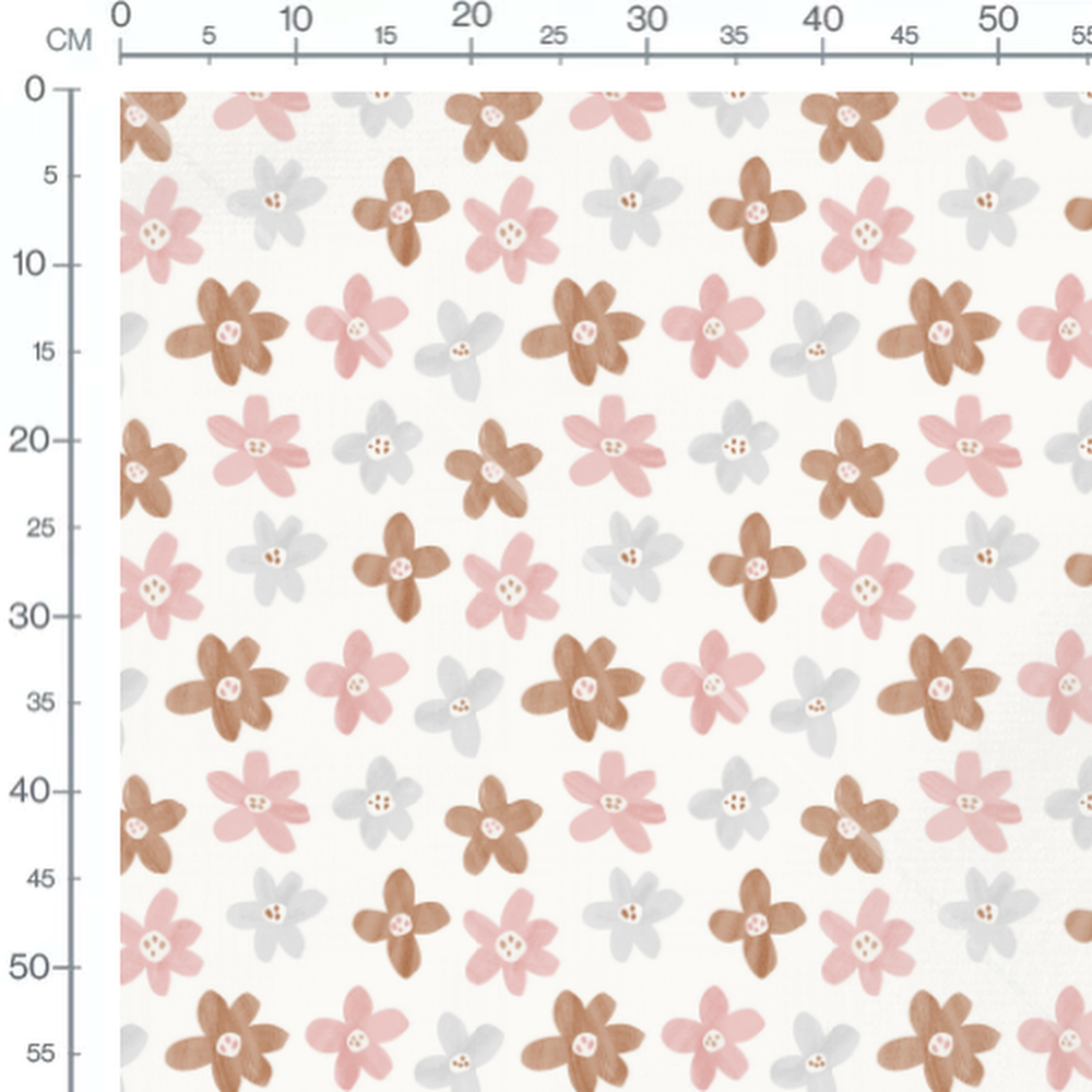Tissu - Fleurs roses et brunes douces