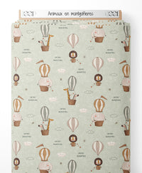 Tissu - Animaux en montgolfières