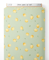 Tissu - Citrons jaunes sur vert
