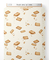 Tissu - Biscuits dorés sur crème