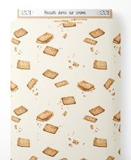 Tissu - Biscuits dorés sur crème