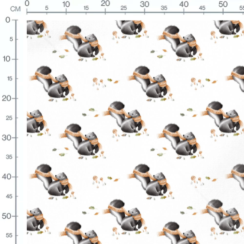 Tissu - Moufettes écharpes et feuilles