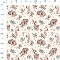 Tissu - Animaux câlins et hiboux crème