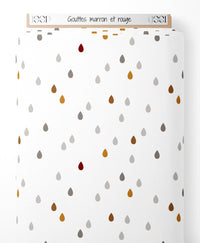 Tissu - Gouttes marron et rouge