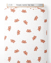 Tissu - Renards marron sur fond blanc