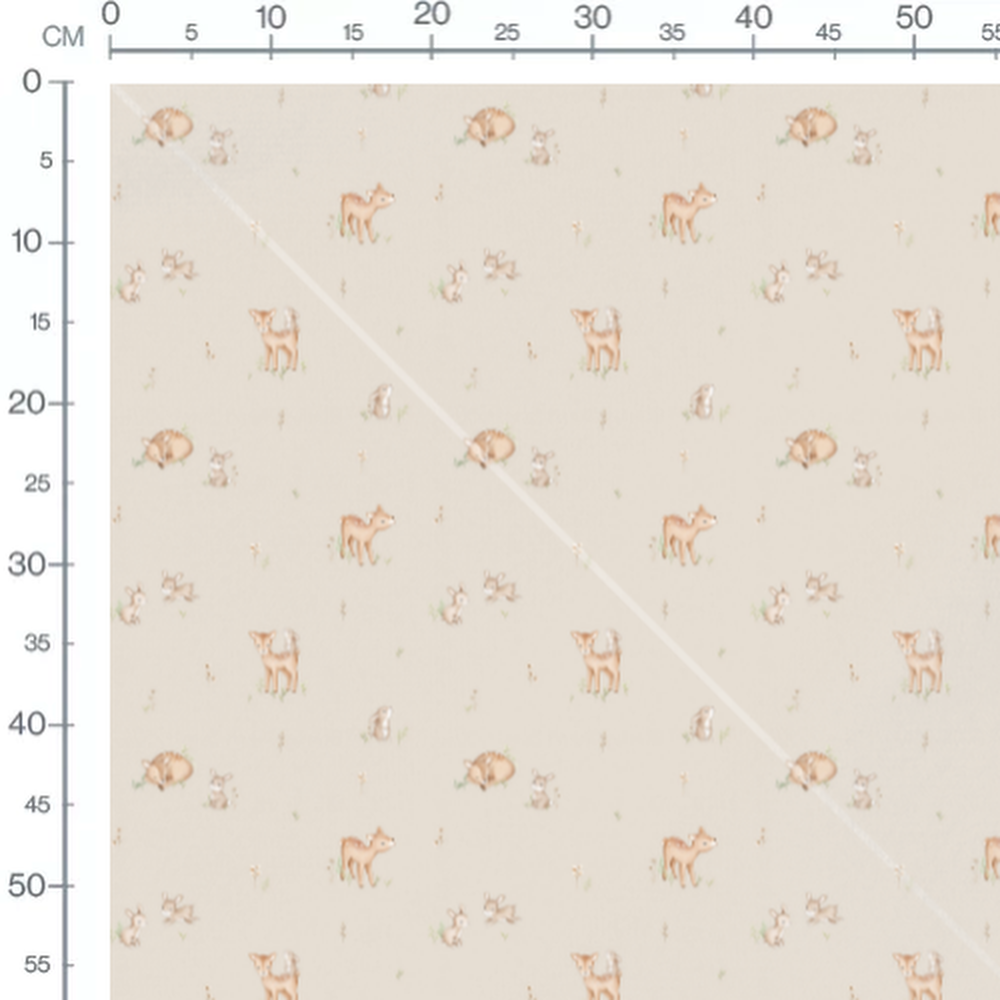 Tissu - Faons et lapins sur beige 2