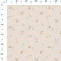 Tissu - Faons et lapins sur beige 2
