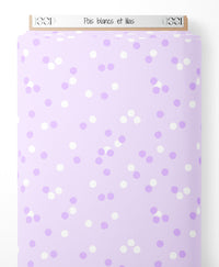 Tissu - Pois blancs et lilas