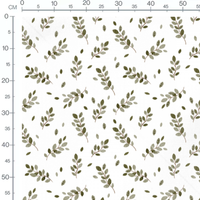Tissu - Brindilles variées sur blanc