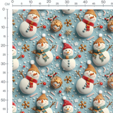 Tissu - bonhommes de neige echarpes colorees 3D