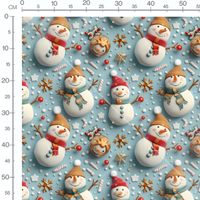Tissu - bonhommes de neige echarpes colorees 3D