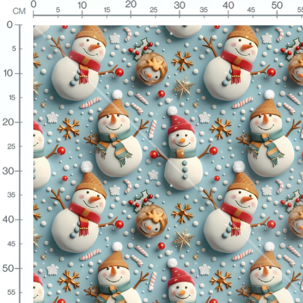 Tissu - bonhommes de neige echarpes colorees 3D