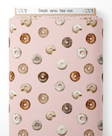 Tissu - Donuts variés sur fond rose